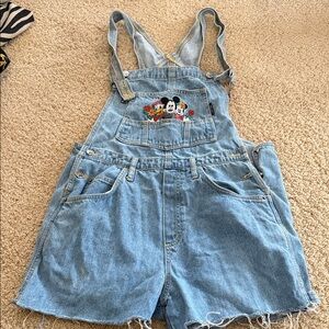 Disney Light Blue Denim Overall Shorts